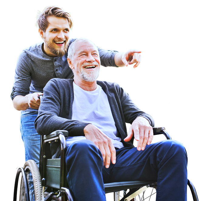 a senior siting on wheelchair